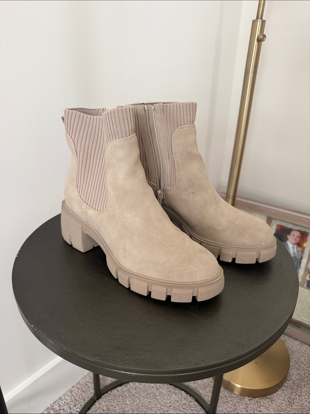 Universal Thread Taupe Suede Chunky Chelsea Boots
